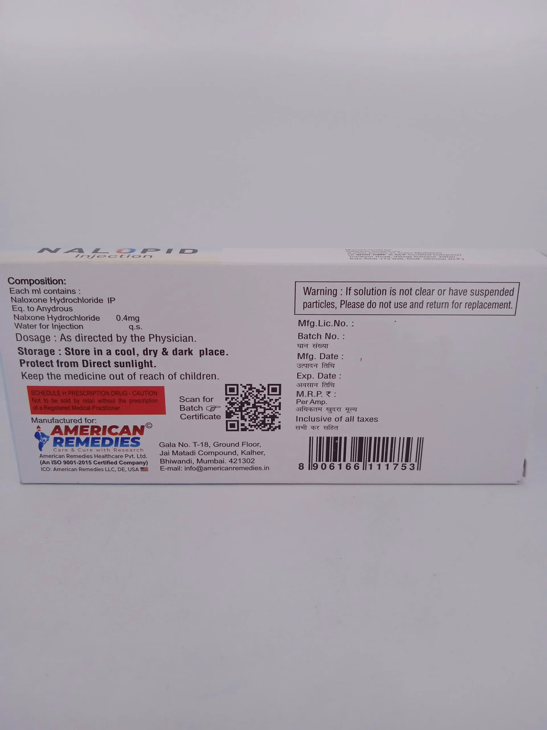 AMERICAN NALOPID INJECTION 0.4MG/ML - 10 AMPOULES OF 1ML - Image 4
